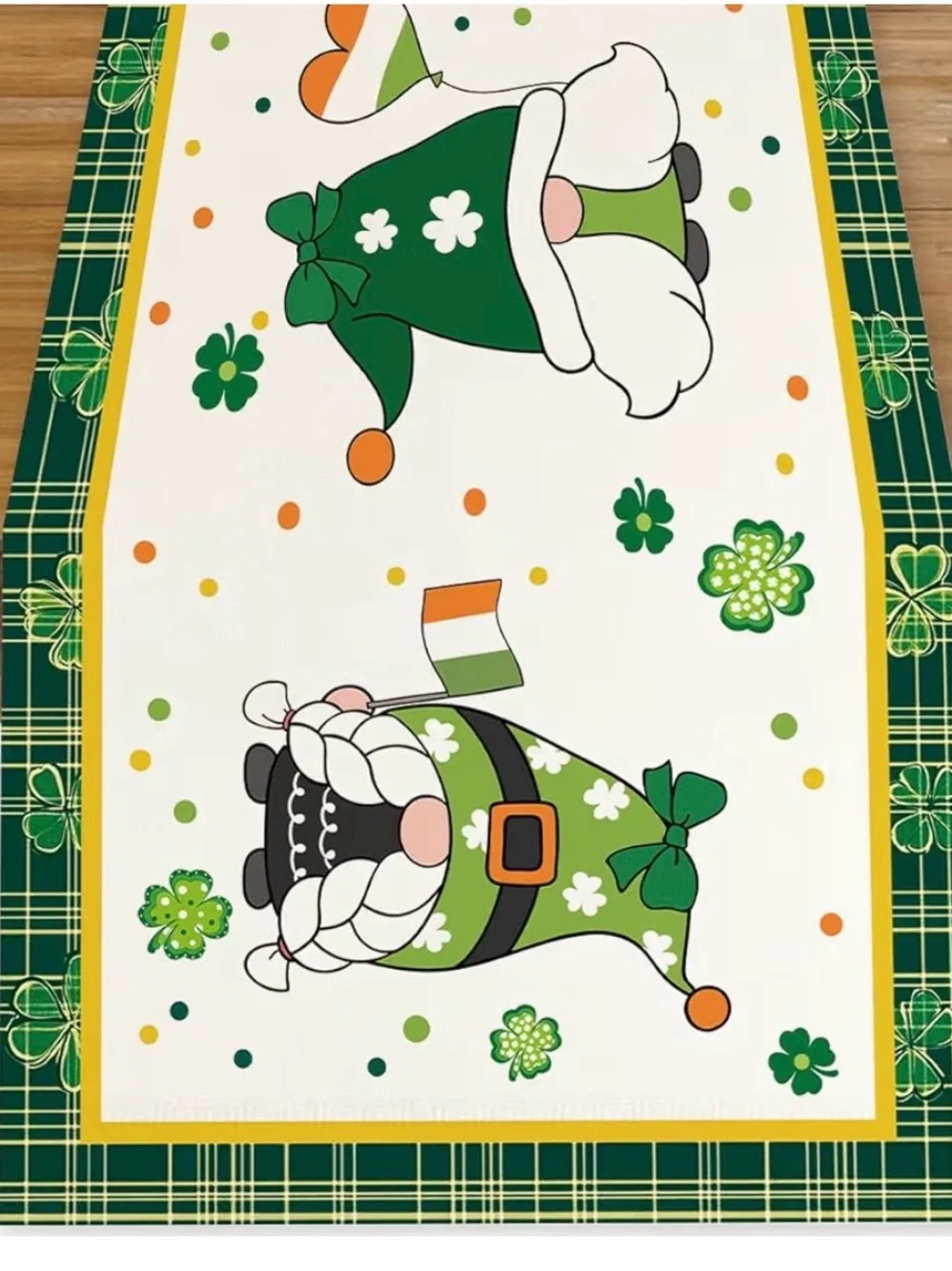 St. Patrick's Day Gnome Table Runner - Green Holiday Decor